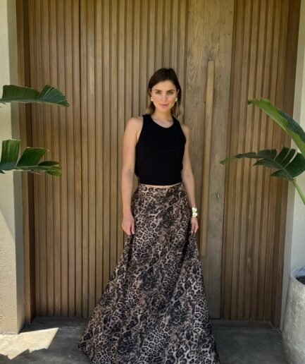 Falda print y top moño